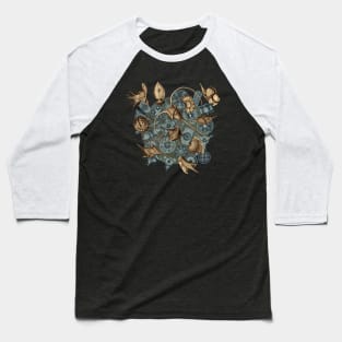 Ernst Haeckel Sepia Peridinea on Cerulean  Diatoms Baseball T-Shirt